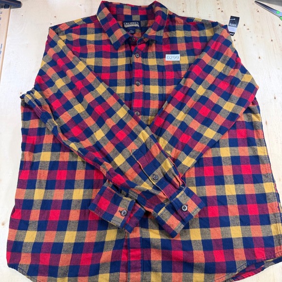 Cremieux Other - Cremieux Premium Denim Mens XXL Buffalo Plaid Flannel Shirt Red Blue Cotton